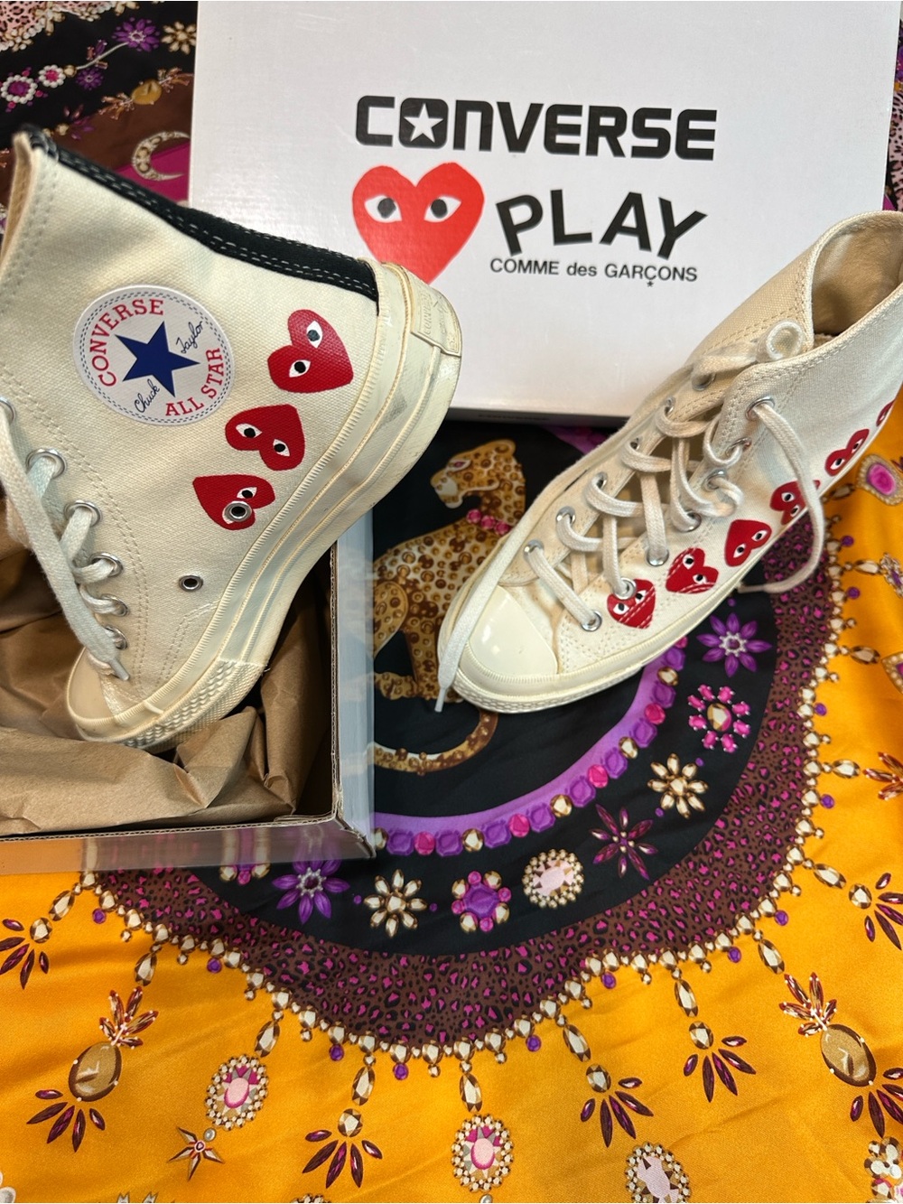 Comme des Garçons x Converse high tops with Red Heart Logo